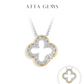 ATTAGEMS S925 Silver Two Tone Hollow Necklace Gold Edge Paved Full Moissanite Necklaces for Women Wedding Jewelry Birthday Gifts