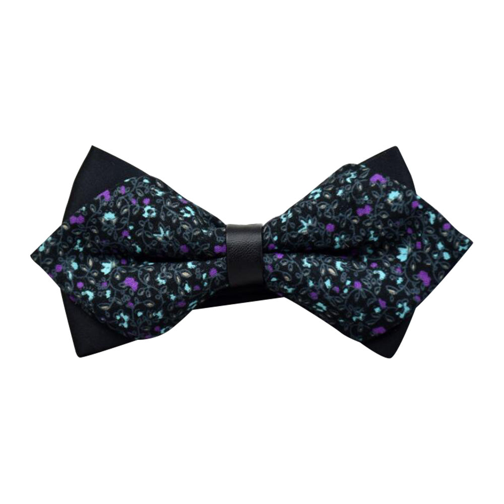 Men's Adjustable Floral Bow Tie - Green & Purple - Noble Allure
