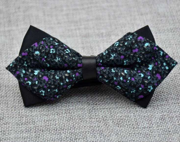 Men's Adjustable Floral Bow Tie - Green & Purple - Noble Allure