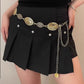 Ladies' retro style metal waist chain jewelry with carved craftsmanship, circular chain waist belt, high-end fashions accessory