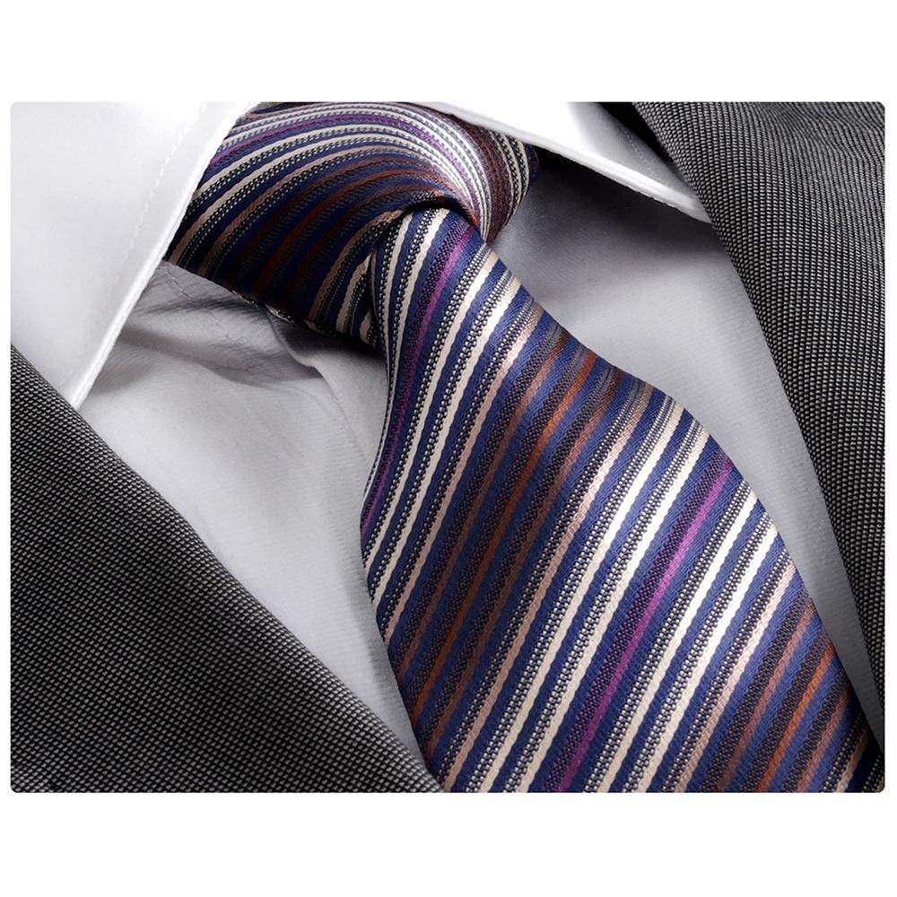 Artisan Silk Necktie in Blue and Purple Stripes - Noble Allure (optimized)
