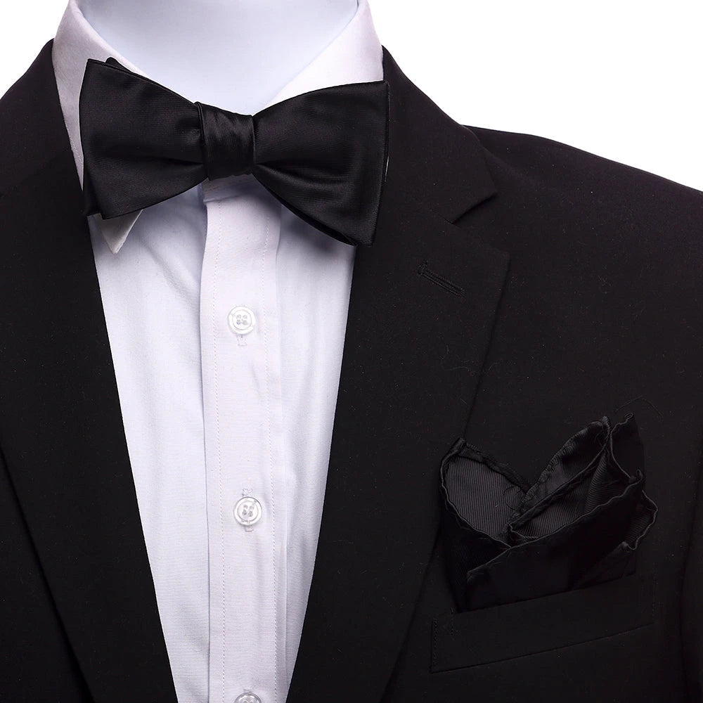 Elegant Adjustable Black Silk Bow Tie for Men - Noble Allure (optimized)
