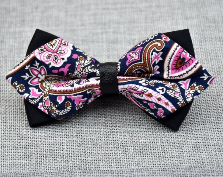 Stylish Black & Pink Floral Pre-Tied Bow Tie - Noble Allure (optimized)