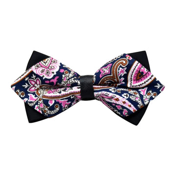 Stylish Black & Pink Floral Pre-Tied Bow Tie - Noble Allure (optimized)
